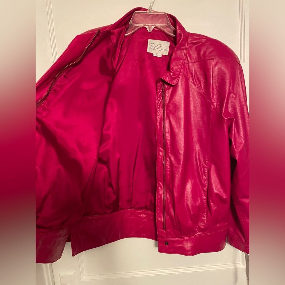 NWT 100% LEATHER Vintage Berry Leather Jacket